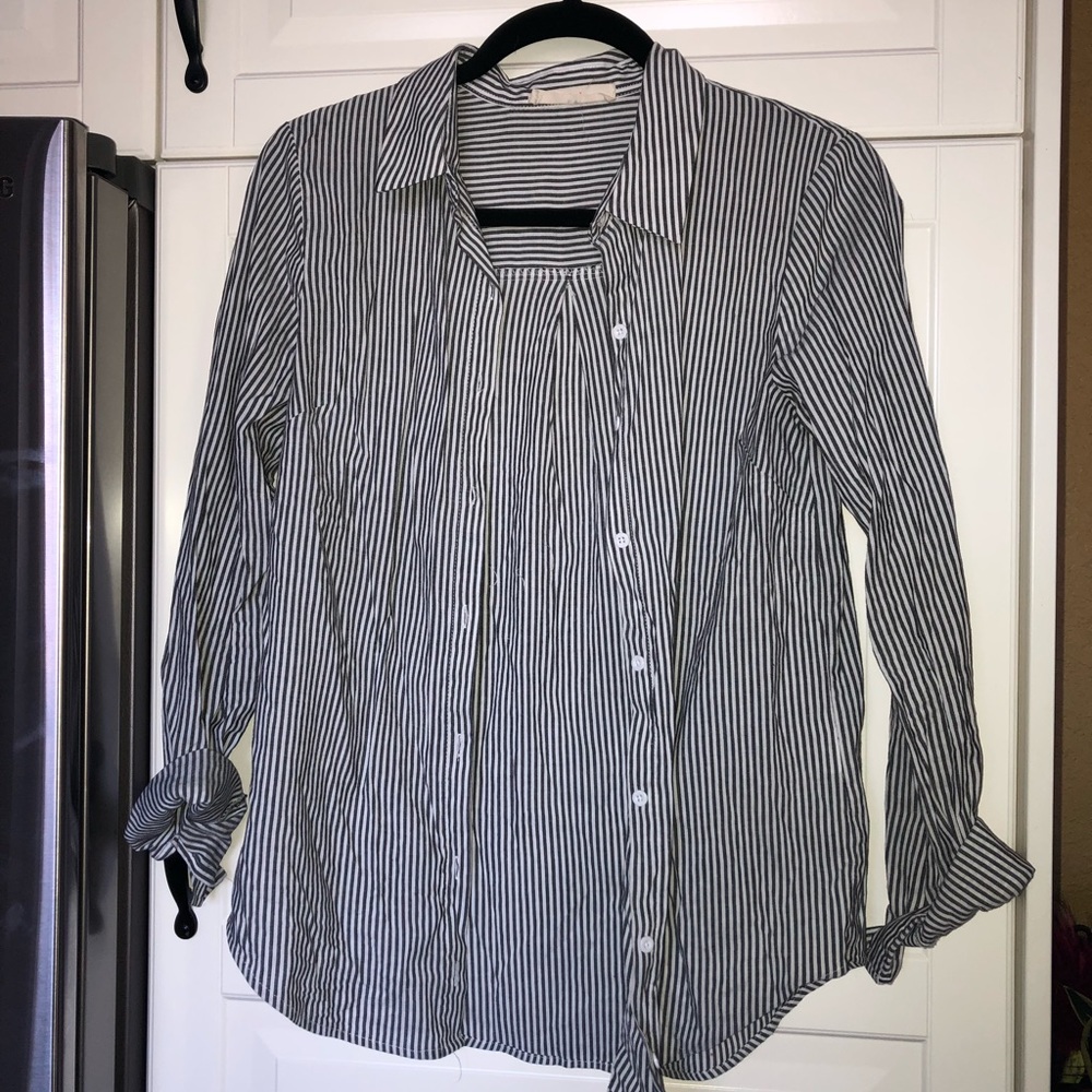 Black & White Striped Button Up